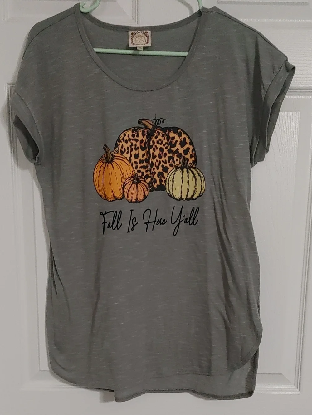 Gray Tee with Pumpkin Graphic 